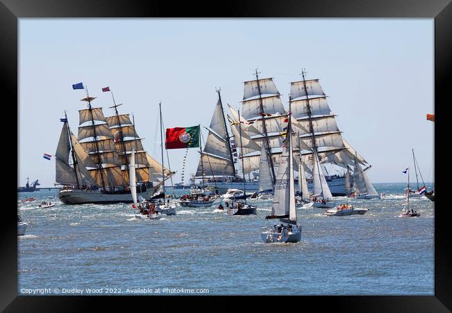 Majestic Tall Ships on the River Tagus Framed Print by Dudley Wood