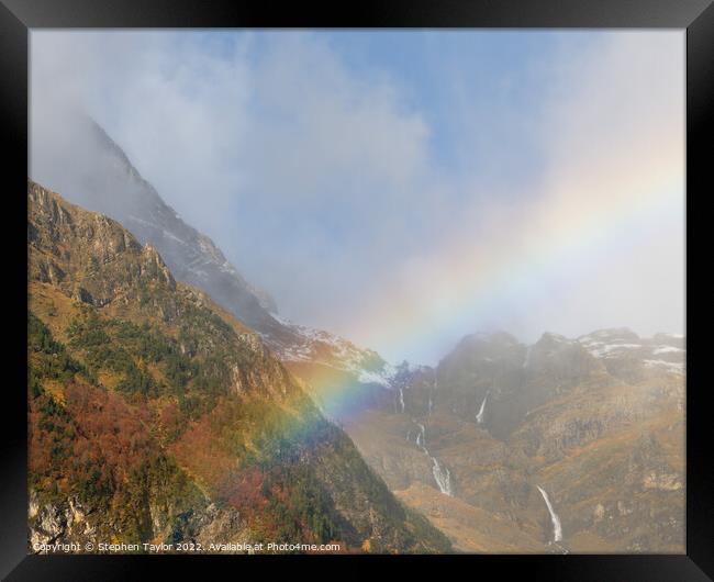 Pineta Valley Rainbow Framed Print by Stephen Taylor