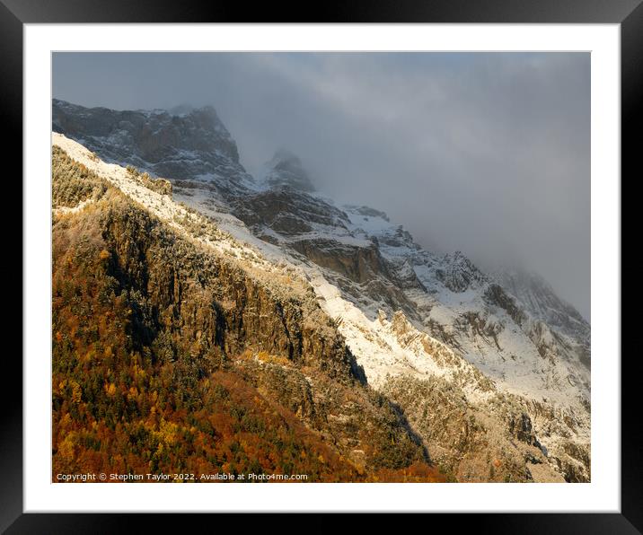 Monte Perdido Snow Framed Mounted Print by Stephen Taylor
