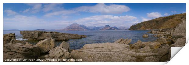 The Cullin mountain Range from Elgol Print by Len Pugh