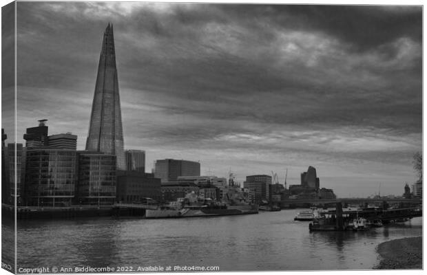 Shard across the river Canvas Print by Ann Biddlecombe