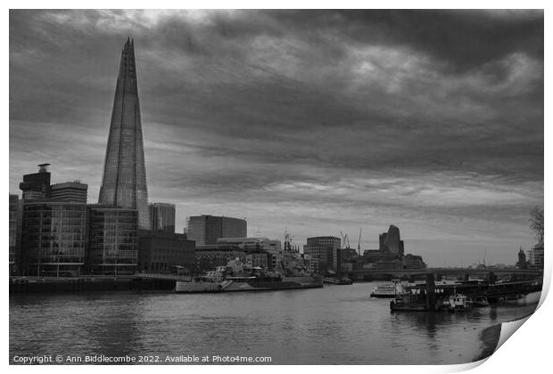 Shard across the river Print by Ann Biddlecombe