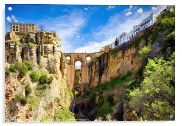 Majestic Ronda's New Bridge - C1804-2905-PIN Acrylic by Jordi Carrio
