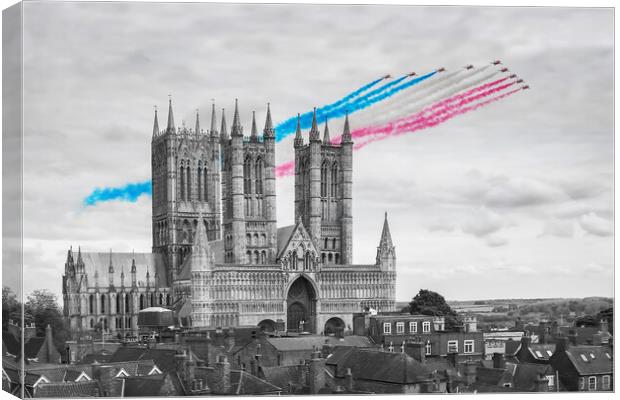 Red Arrows Lincoln Cathedral Colour Pop Canvas Print by J Biggadike