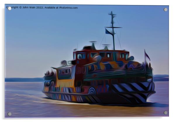 Mersey Ferry (Original Digital Art Painting) Acrylic by John Wain