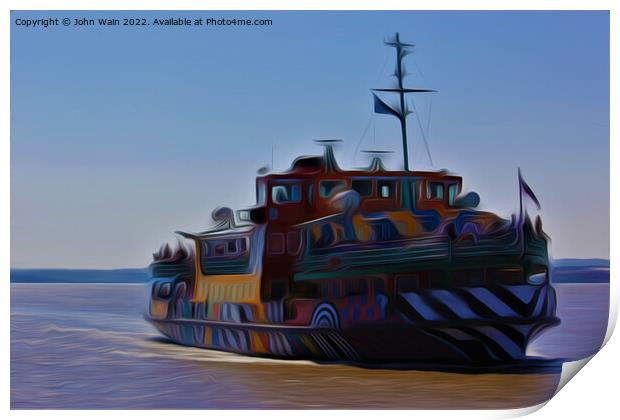 Mersey Ferry (Original Digital Art Painting) Print by John Wain