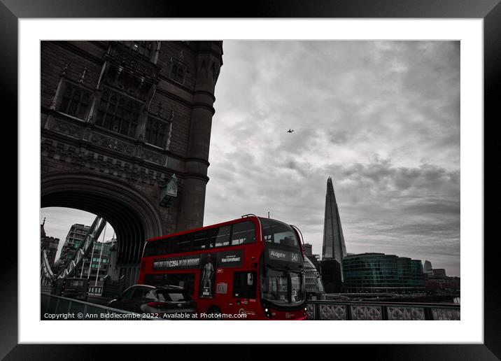 On Tower Bridge looking towards the shard  Framed Mounted Print by Ann Biddlecombe