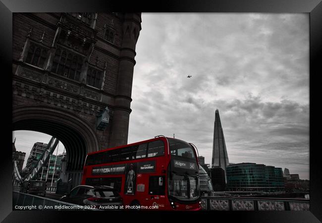 On Tower Bridge looking towards the shard  Framed Print by Ann Biddlecombe