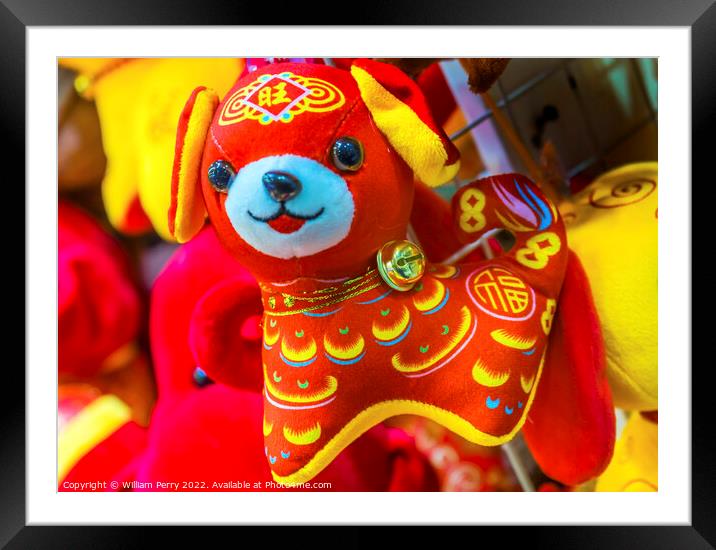 Red Dog Chinese Lunar New Year Decorations Beijing China Framed Mounted Print by William Perry