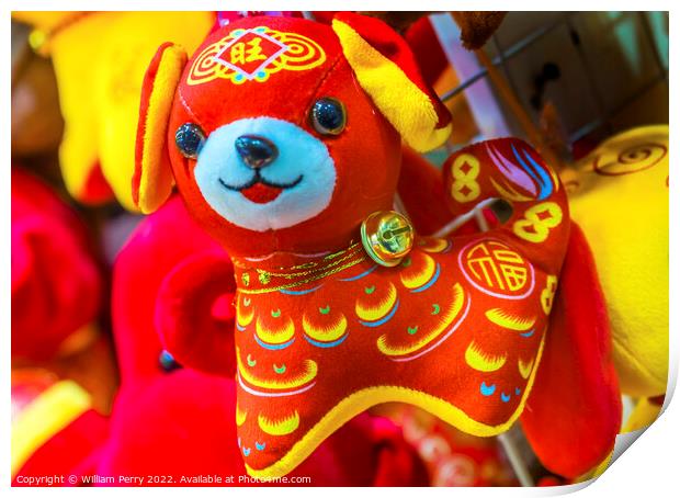 Red Dog Chinese Lunar New Year Decorations Beijing China Print by William Perry
