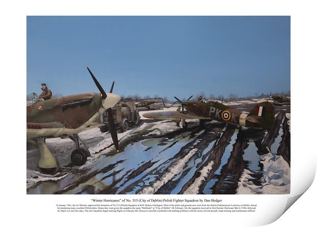 Winter Hawker Hurricanes 315 (Polish) Squadron RAF Print by Aviator Art Studio