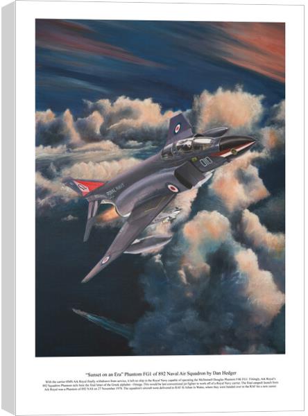 “Sunset on an Era” Phantom FG1 of 892 Naval Air Squadron by Dan Hedger Canvas Print by Aviator Art Studio