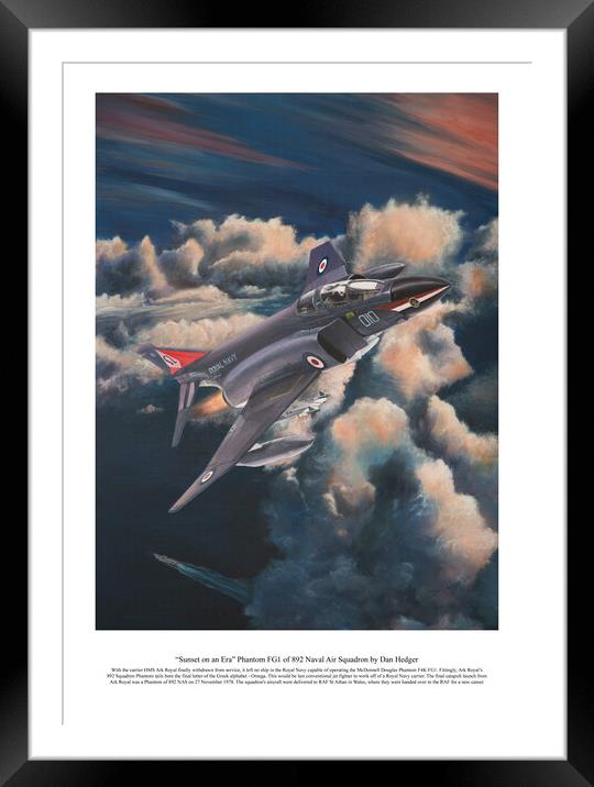 “Sunset on an Era” Phantom FG1 of 892 Naval Air Squadron by Dan Hedger Framed Mounted Print by Aviator Art Studio