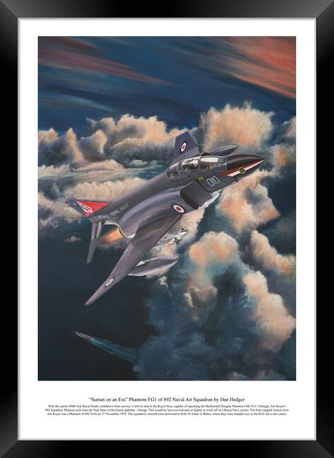 “Sunset on an Era” Phantom FG1 of 892 Naval Air Squadron by Dan Hedger Framed Print by Aviator Art Studio