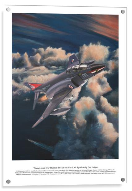 “Sunset on an Era” Phantom FG1 of 892 Naval Air Squadron by Dan Hedger Acrylic by Aviator Art Studio