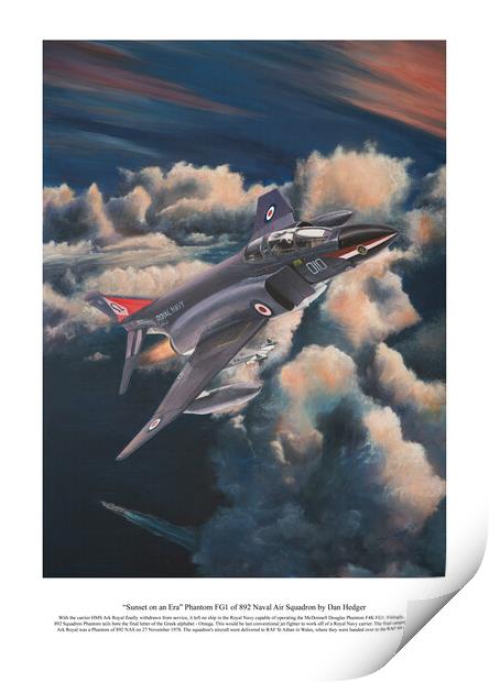 “Sunset on an Era” Phantom FG1 of 892 Naval Air Squadron by Dan Hedger Print by Aviator Art Studio