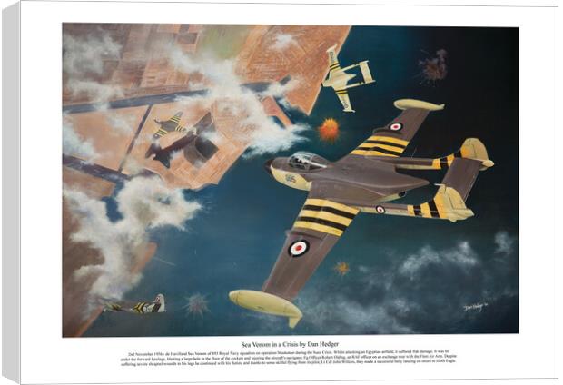 Sea Venom in a crisis -  a Royal Navy attack by dan hedger  Canvas Print by Aviator Art Studio
