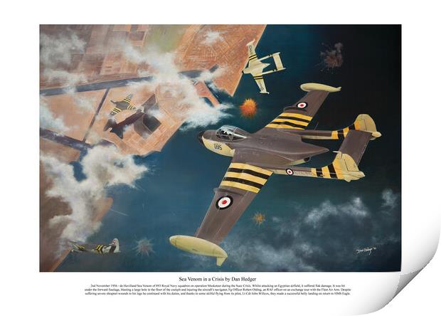 Sea Venom in a crisis -  a Royal Navy attack by dan hedger  Print by Aviator Art Studio