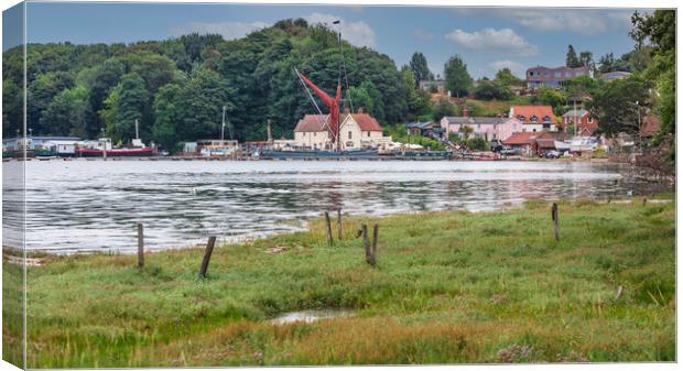 Tranquil Pin Mill Harbour Canvas Print by Kevin Snelling