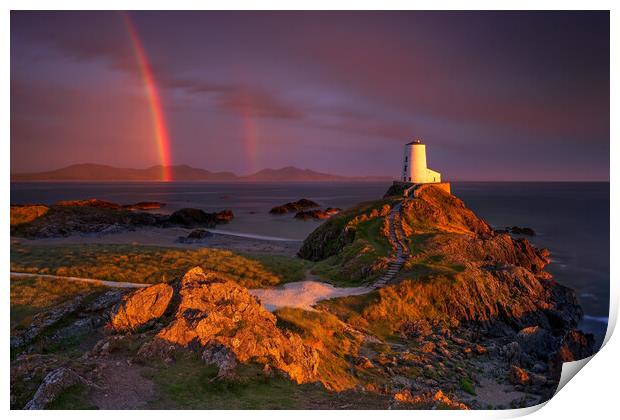 Tŵr Mawr lighthouse, on Ynys Llanddwyn on Anglesey, Wales Print by J.Tom L.Photography