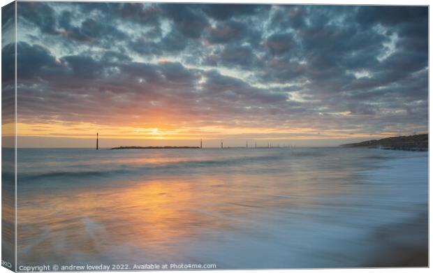 Golden Dawn at Sea Palling Canvas Print by andrew loveday