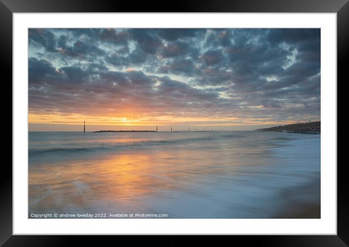 Golden Dawn at Sea Palling Framed Mounted Print by andrew loveday