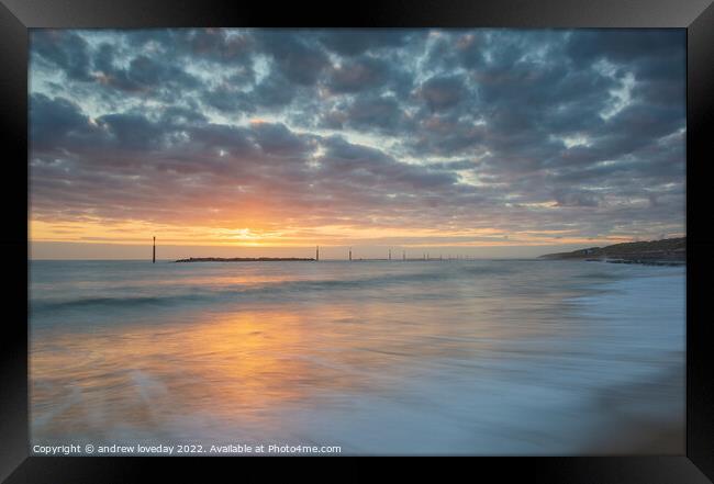 Golden Dawn at Sea Palling Framed Print by andrew loveday