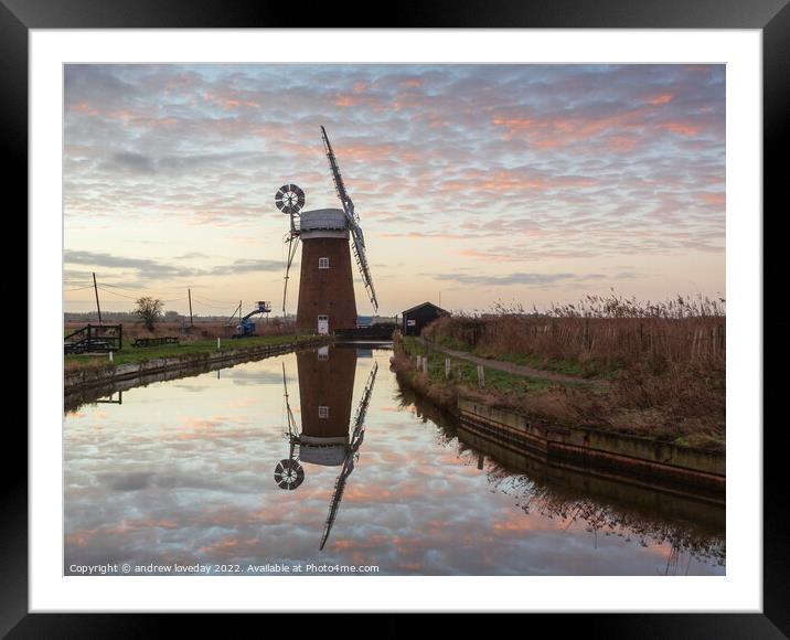 Horsey Mill pastel sky Framed Mounted Print by andrew loveday