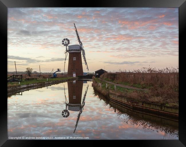 Horsey Mill pastel sky Framed Print by andrew loveday