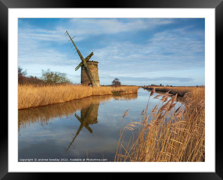 Brograve mill, Norfolk broads Framed Mounted Print by andrew loveday