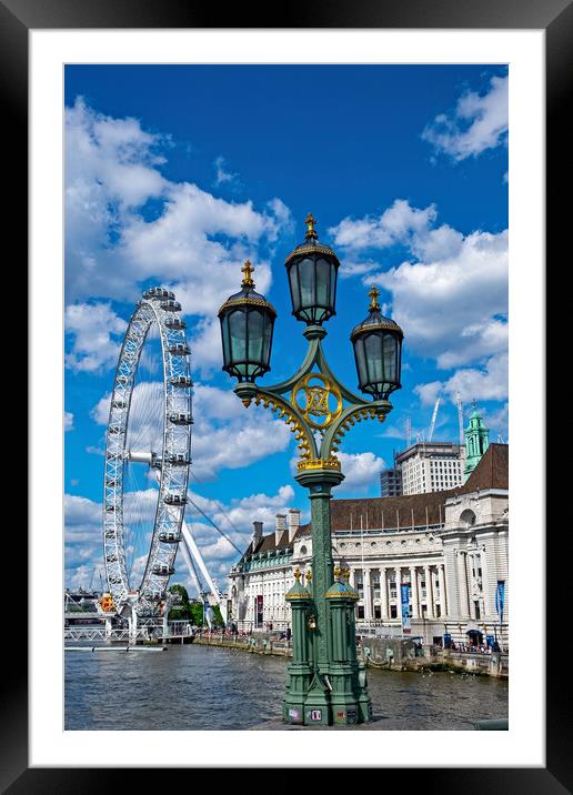 Lamp and The London Eye  Framed Mounted Print by Joyce Storey