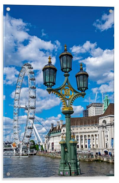 Lamp and The London Eye  Acrylic by Joyce Storey