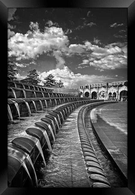 Sheaf Square Water Feature & Sheffield Station Framed Print by Darren Galpin