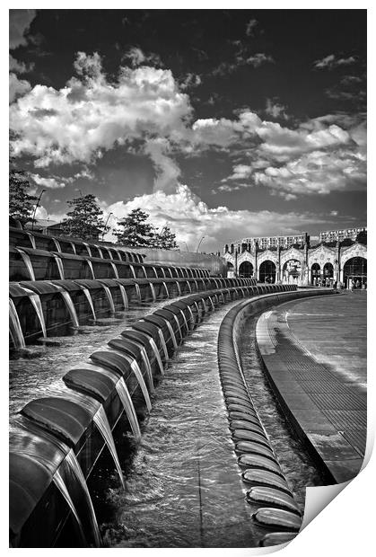 Sheaf Square Water Feature & Sheffield Station Print by Darren Galpin