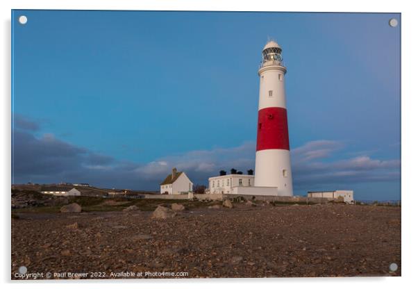 Portland Bill Lighthouse just after sunset Acrylic by Paul Brewer
