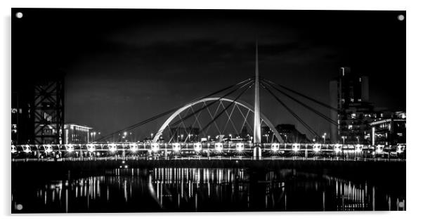 Bells Bridge Glasgow (Black & White) Acrylic by Tylie Duff Photo Art