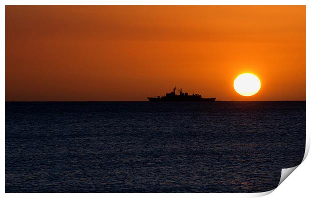 Battleship Sunset Print by Rob Hawkins