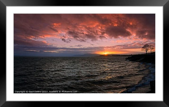 Sunset, Belfast Lough Framed Mounted Print by Cecil Owens