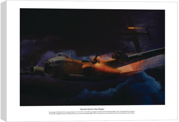 Moonlit Duel - RAF Short Stirling bomber vs night  Canvas Print by Aviator Art Studio