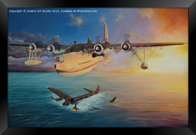 Dawn Discovery - RAF Short Sunderland and Junkers 88 Framed Print by Aviator Art Studio