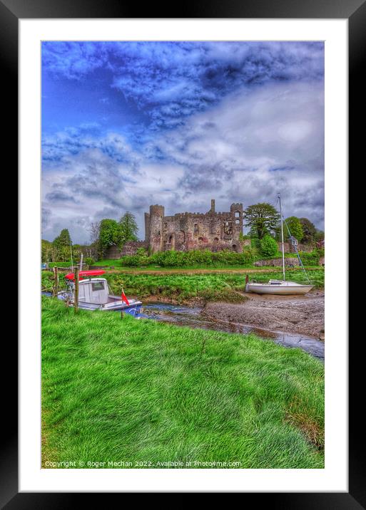 Exquisite Laugharne Castle Framed Mounted Print by Roger Mechan