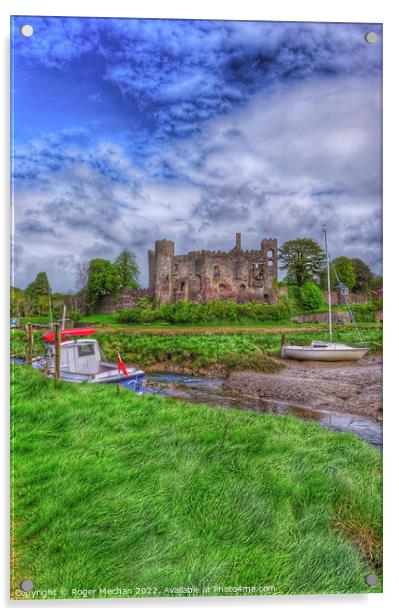 Exquisite Laugharne Castle Acrylic by Roger Mechan