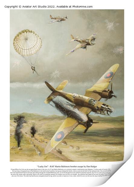“Lucky Jim” - RAF Martin Baltimore bomber escape by Dan Hedger Print by Aviator Art Studio