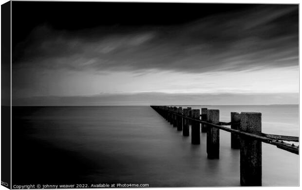 Shoebury East Boom Black and White Long Exposure Canvas Print by johnny weaver