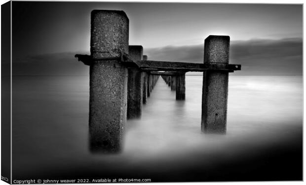 Shoebury East Boom in Black and White Long Exposure Canvas Print by johnny weaver