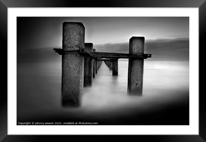 Shoebury East Boom in Black and White Long Exposure Framed Mounted Print by johnny weaver