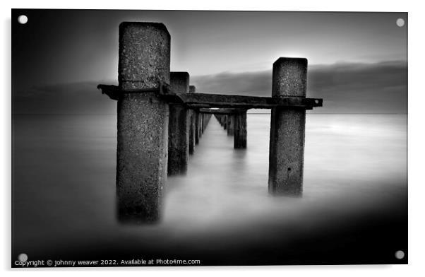 Shoebury East Boom in Black and White Long Exposure Acrylic by johnny weaver