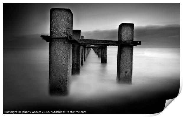 Shoebury East Boom in Black and White Long Exposure Print by johnny weaver