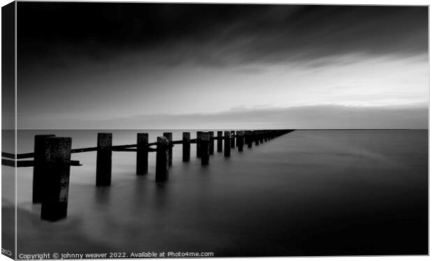 Shoebury East Boom in Black and White Long Exposure Canvas Print by johnny weaver
