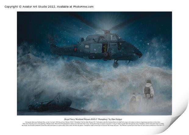 Royal Navy Westland Wessex HAS.3 ‘Humphrey’ helicopter SAS rescue Print by Aviator Art Studio